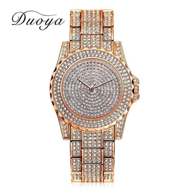 Women Quartz Watch Fashion Bling Casual Ladies Watch Female Quartz Gold Watch Crystal Diamond For Women Clock