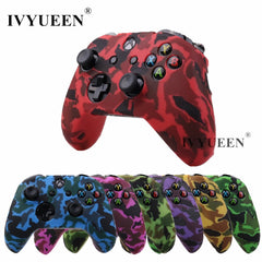 IVYUEEN Silicone Protective Skin Case for XBox One X S Controller Protector Water Transfer Printing Camouflage Cover Grips Caps