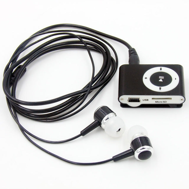 Free shipping MP3 music player with fashion earphone headphone Clip mp3 Portable Sport 3.5mm Mini Mp3 Support Micro SD card