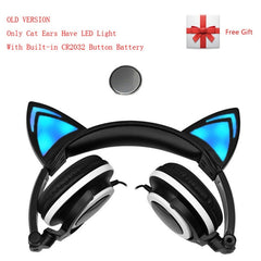 YiJee Cat Ear LED Headphones with LED Flashing Glowing Light Headset Gaming Earphones for PC Computer and Mobile Phone