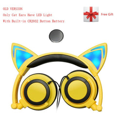 YiJee Cat Ear LED Headphones with LED Flashing Glowing Light Headset Gaming Earphones for PC Computer and Mobile Phone