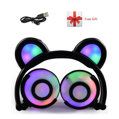 YiJee Cat Ear LED Headphones with LED Flashing Glowing Light Headset Gaming Earphones for PC Computer and Mobile Phone