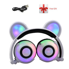 YiJee Cat Ear LED Headphones with LED Flashing Glowing Light Headset Gaming Earphones for PC Computer and Mobile Phone