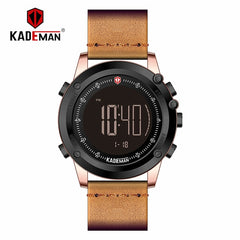 KADEMAN Military Sports Men's Watch Digital Display Waterproof Step Counter Leather Clock Top Luxury Brand LED Male Wristwatches