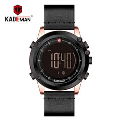 KADEMAN Military Sports Men's Watch Digital Display Waterproof Step Counter Leather Clock Top Luxury Brand LED Male Wristwatches