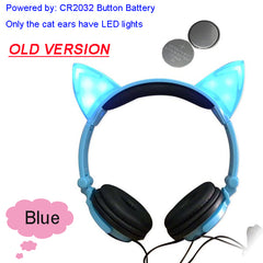 JINSERTA 2019 Cat Ear headphones LED Ear headphone cat earphone Flashing Glowing Headset Gaming Earphones for Adult and Children