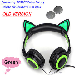 JINSERTA 2019 Cat Ear headphones LED Ear headphone cat earphone Flashing Glowing Headset Gaming Earphones for Adult and Children