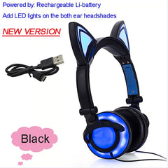 JINSERTA 2019 Cat Ear headphones LED Ear headphone cat earphone Flashing Glowing Headset Gaming Earphones for Adult and Children