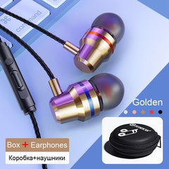 TOMKAS Wired Earbuds Headphones 3.5mm In Ear Earphone Earpiece With Mic Stereo Headset 5 Color For Samsung Xiaomi Phone Computer