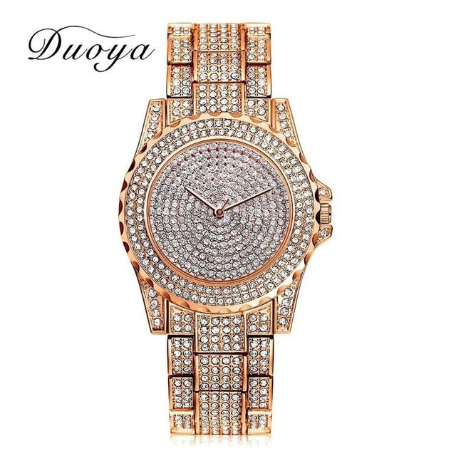 Women Quartz Watch Fashion Bling Casual Ladies Watch Female Quartz Gold Watch Crystal Diamond For Women Clock