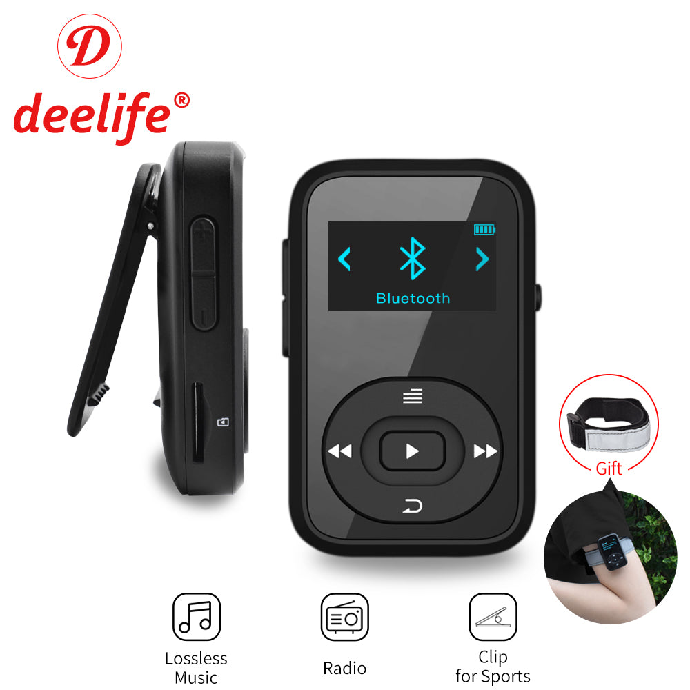 Deelife Sport Bluetooth MP3 Player Digital 8GB Clip Mini with Screen Recorder FM Radio Pedometer Support TF Card MP3 Music Play