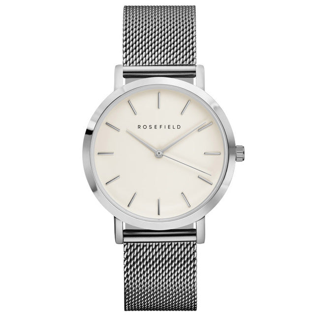 ROSEFIELD Mesh Stainless Steel Watches Women Top quartz watch Brand Luxury Casual Clock Ladies Wrist Watch Relogio Feminino Gift