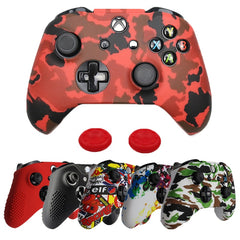 Silicone Case + Analog Sticks Grip For Xbox One S Controller Protective Skin Cover For Xbox One Slim Gamepad Camouflage