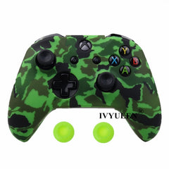 IVYUEEN Silicone Protective Skin Case for XBox One X S Controller Protector Water Transfer Printing Camouflage Cover Grips Caps