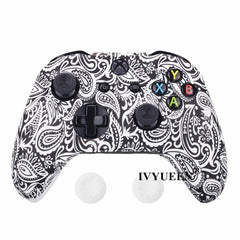 IVYUEEN Silicone Protective Skin Case for XBox One X S Controller Protector Water Transfer Printing Camouflage Cover Grips Caps