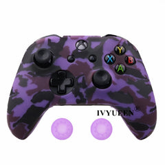 IVYUEEN Silicone Protective Skin Case for XBox One X S Controller Protector Water Transfer Printing Camouflage Cover Grips Caps