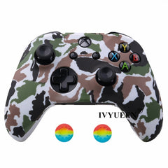 IVYUEEN Silicone Protective Skin Case for XBox One X S Controller Protector Water Transfer Printing Camouflage Cover Grips Caps