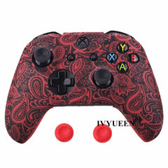 IVYUEEN Silicone Protective Skin Case for XBox One X S Controller Protector Water Transfer Printing Camouflage Cover Grips Caps