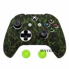 IVYUEEN Silicone Protective Skin Case for XBox One X S Controller Protector Water Transfer Printing Camouflage Cover Grips Caps