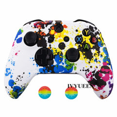 IVYUEEN Silicone Protective Skin Case for XBox One X S Controller Protector Water Transfer Printing Camouflage Cover Grips Caps