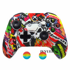 IVYUEEN Silicone Protective Skin Case for XBox One X S Controller Protector Water Transfer Printing Camouflage Cover Grips Caps