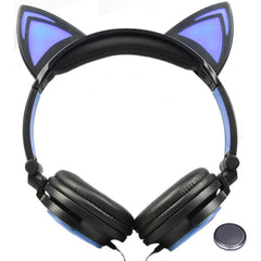 LIMSON Wired Folding Earphones Animal Cat Ear Headphones LED Flashing Gift for Kids Girls and Boys