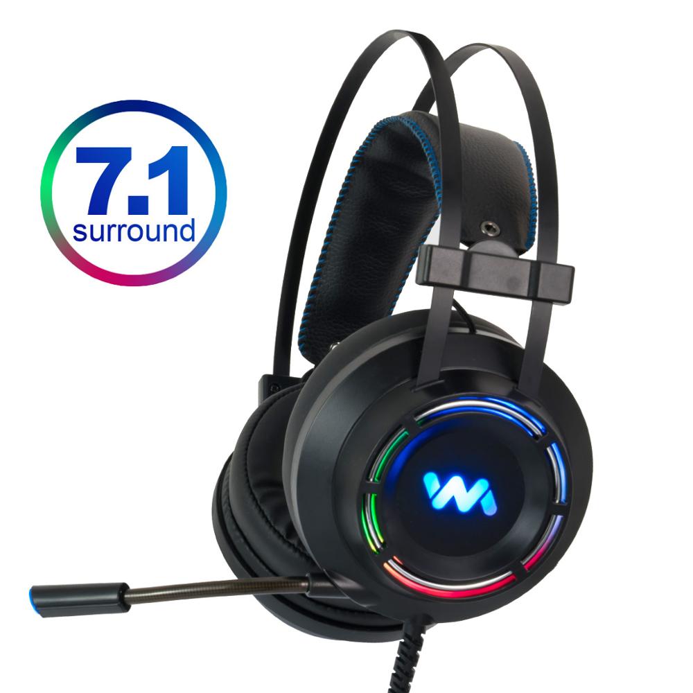 7.1 Gaming Headset Headphones with Microphone for PC Computer for Xbox One PS4 Professional Gamer Surround Sound RGB Light