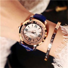 Women Watches Flowing Diamond Dial Design Luxury Fashion Dress Quartz Watch Brand Ladies Wristwatch montres femme zegarek damski