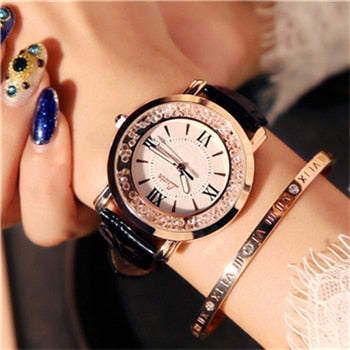 Women Watches Flowing Diamond Dial Design Luxury Fashion Dress Quartz Watch Brand Ladies Wristwatch montres femme zegarek damski